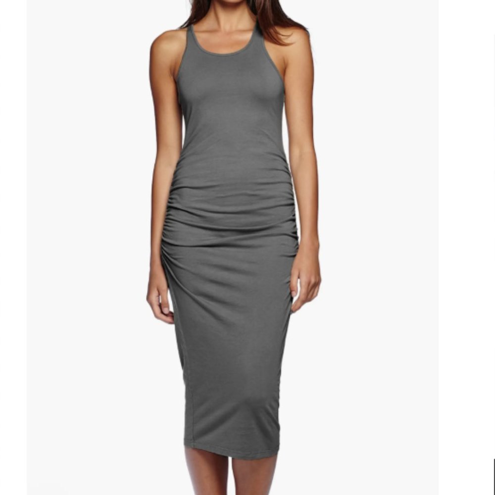 Michael Stars racerback ruched midi/maxi dress in DARK BROWN (SMALL)